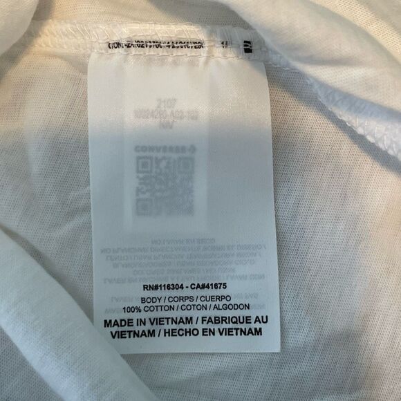 Converse Floral Logo Graphic Tee White Pink Yellow Knit Short Sleeve XXL - Picture 5 of 7